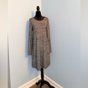 GAP Long-Sleeve Heathered Gray Swing Dress